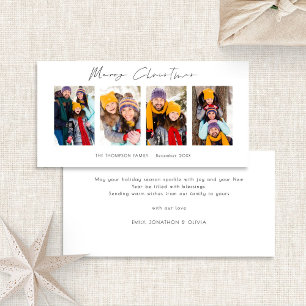 Collage 4 Pictures Photo Strip Merry Christmas Holiday Card