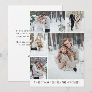 Collage 5 photo Newlyweds Wedding Thank you Card