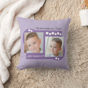 Collage add your own custom photos purple cushion