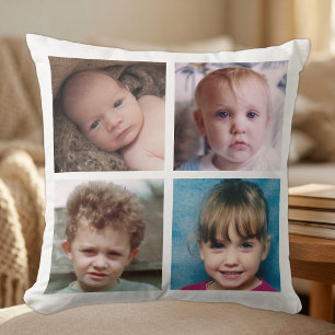 Collage add your own custom photos white cushion