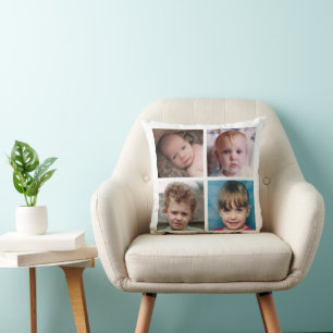 Collage add your own custom photos white cushion