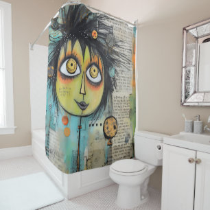 Collage Art Girl Lady 3 Shower Curtain