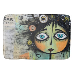 Collage Art Girl Lady 8 Bath Mat