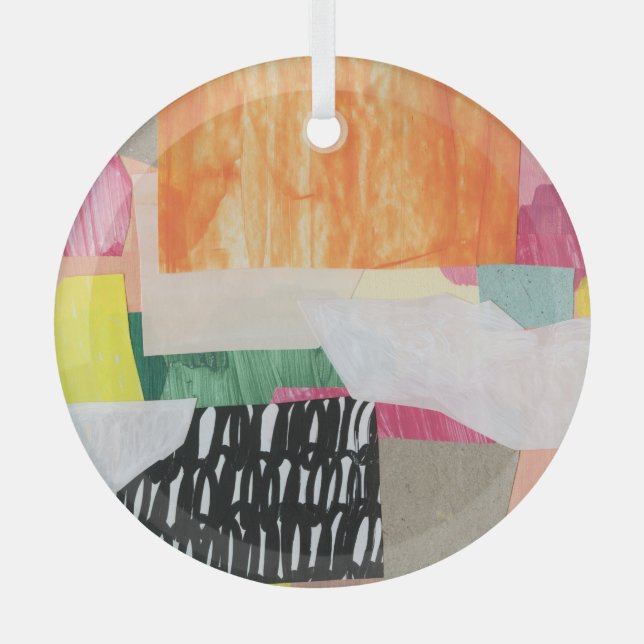 Collage art, modern colourful abstract. glass tree decoration (Front)