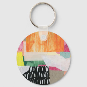 Collage art, modern colourful abstract. key ring