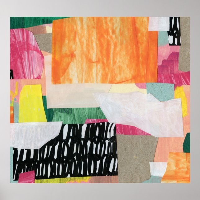 Collage art, modern colourful abstract. poster (Front)