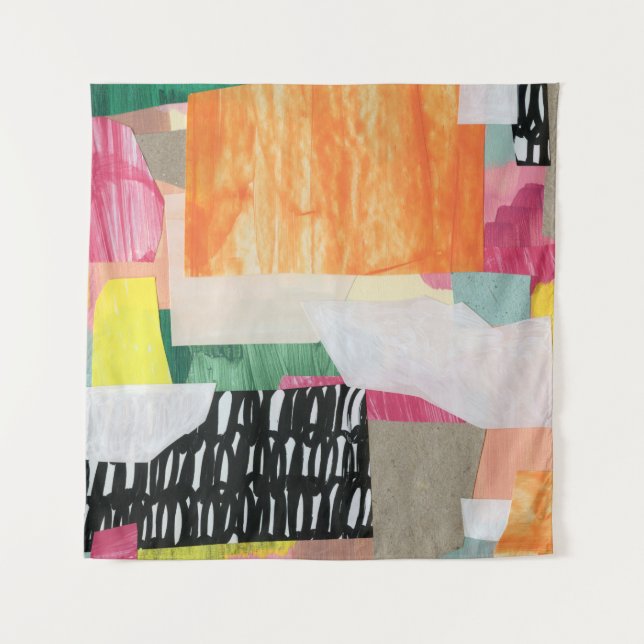 Collage art, modern colourful abstract. tapestry (Front)