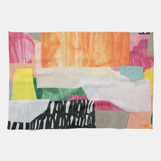 Collage art, modern colourful abstract. tea towel (Horizontal)