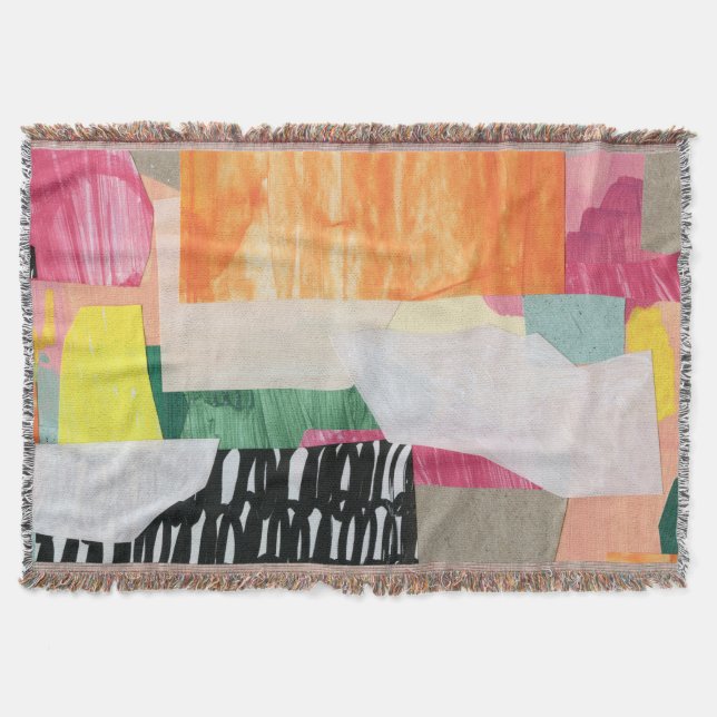 Collage art, modern colourful abstract. throw blanket (Front)