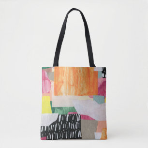 Collage art, modern colourful abstract. tote bag