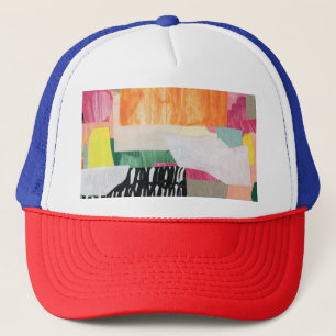 Collage art, modern colourful abstract. trucker hat