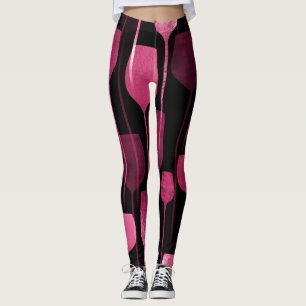 Collage Art: Party Drinks Pattern. Leggings