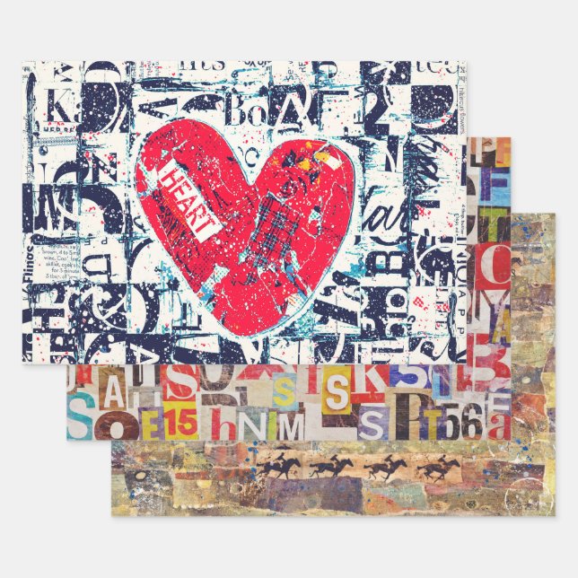 Collage Artwork Papers for decoupage and more Wrapping Paper Sheet (Set)