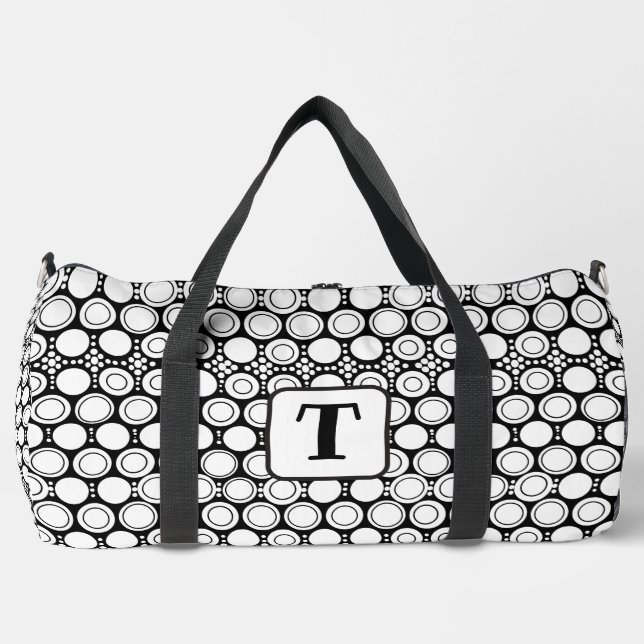 Collage black and white polka dot pattern 2 duffle bag (Front)