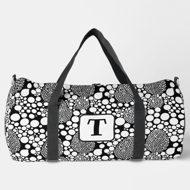 Collage black and white polka dot pattern 3 duffle bag (Front)