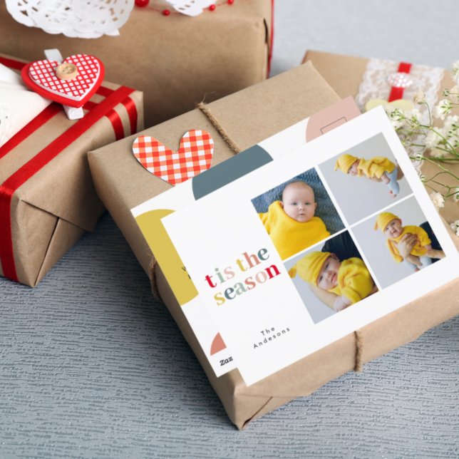 Collage Christmas Four Photos | Tis The Season Postcard (Creator Uploaded)
