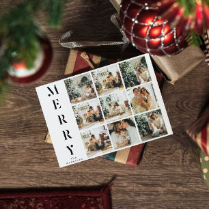 Collage Christmas Nine Photos   Merry Postcard