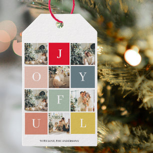 Collage Christmas Photo Colourful Joyful Gift Tags