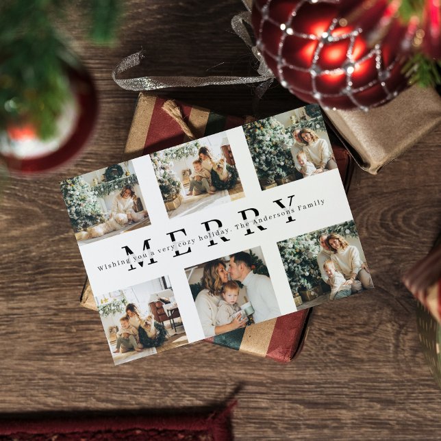 Collage Christmas Six Photos | Merry Holiday Postc Postcard (Creator Uploaded)