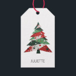 Collage Christmas Tree Gift Tags<br><div class="desc">Features a collage Christmas tree in a colour palette of red and green. Personalise with a name on the front.</div>