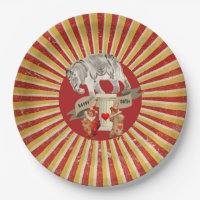 Collage Circus Elephant Vintage Stripe Poster