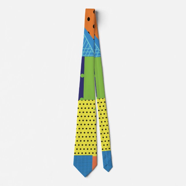 Collage Colorful Shapes Pattern Dad Tie (Front)