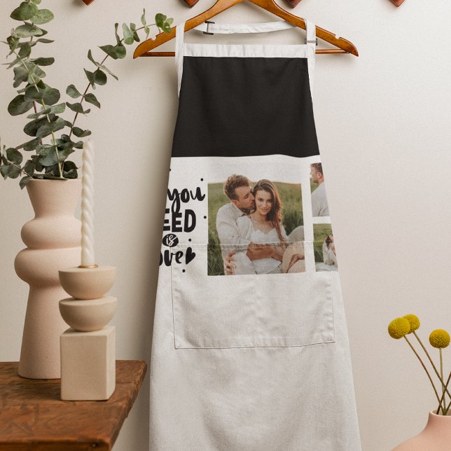 Collage Couple Photo & All You Need Is Love Quote Apron (Creator Uploaded)
