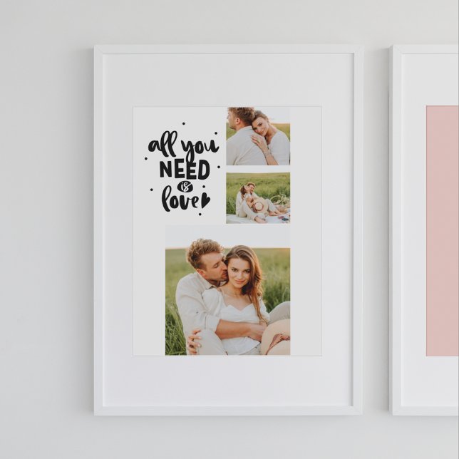 Collage Couple Photo & All You Need Is Love Quote Poster (Creator Uploaded)