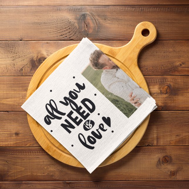Collage Couple Photo & All You Need Is Love Quote Tea Towel (Creator Uploaded)