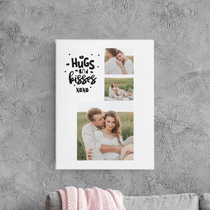 Collage Couple Photo & Hugs And Kisses Phrase Love Canvas Print