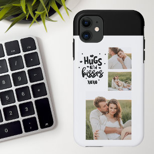 Collage Couple Photo & Hugs And Kisses Phrase Love Case-Mate iPhone Case