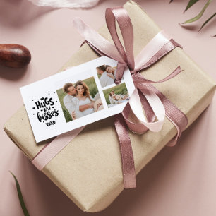 Collage Couple Photo & Hugs And Kisses Phrase Love Gift Tags