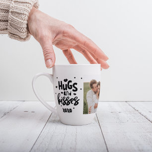 Collage Couple Photo & Hugs And Kisses Phrase Love Latte Mug