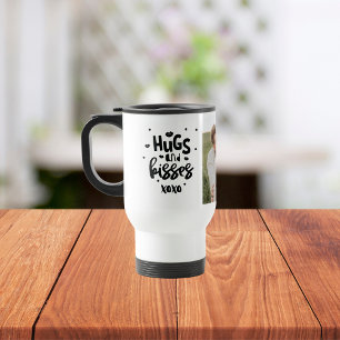 Collage Couple Photo & Hugs And Kisses Phrase Love Travel Mug