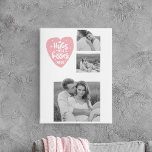 Collage Couple Photo & Hugs And Kisses PInk Heart Canvas Print<br><div class="desc">Collage Couple Photo & Hugs And Kisses PInk Heart</div>