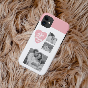 Collage Couple Photo & Hugs And Kisses PInk Heart Case-Mate iPhone Case