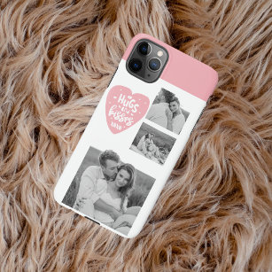 Collage Couple Photo & Hugs And Kisses PInk Heart iPhone 11Pro Max Case