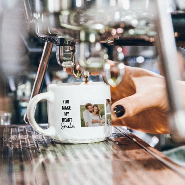 Collage Couple Photo & Lovely Romantic Quote Espresso Cup (Creator Uploaded)