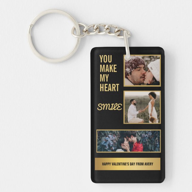 Collage Couple Photo & Lovely Romantic Quote   Key Ring (Front)