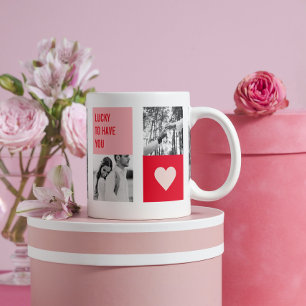 Collage Couple Photo   Modern Valentines Gift Coffee Mug