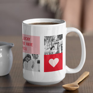 Collage Couple Photo   Modern Valentines Gift Coffee Mug