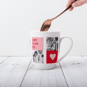 Collage Couple Photo   Modern Valentines Gift Latte Mug