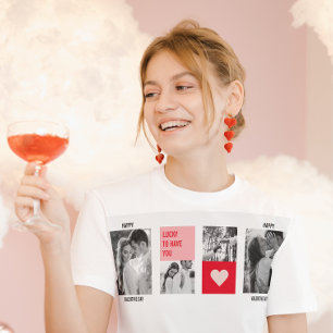 Collage Couple Photo   Modern Valentines Gift T-Shirt