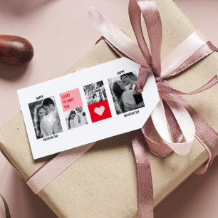 Collage Couple Photo   Modern Valentines Gift Tags