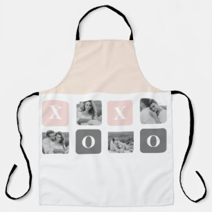 Collage Couple Photo & Pastel Pink & Grey XOXO Apron