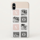 Collage Couple Photo & Pastel Pink & Grey XOXO Case-Mate iPhone Case (Back)