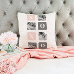 Collage Couple Photo & Pastel Pink & Grey XOXO Cushion<br><div class="desc">Collage Couple Photo & Pastel Pink & Grey XOXO</div>