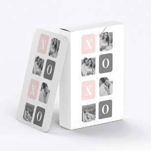 Collage Couple Photo & Pastel Pink & Grey XOXO Playing Cards