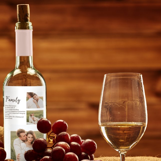 Collage Couple Photo & Romantic Family Gift Wine Label (Creator Uploaded)
