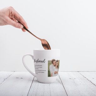 Collage Couple Photo & Romantic Husband Love Gift Latte Mug